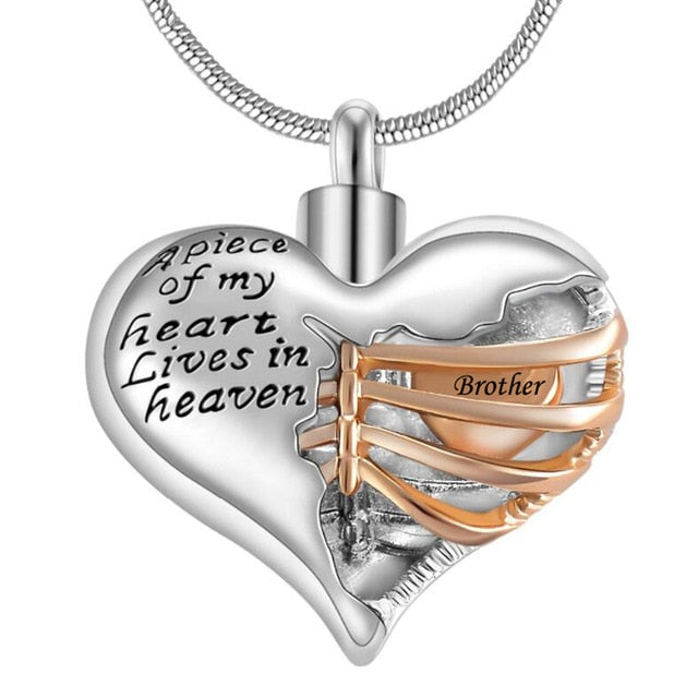 Heart Urn Necklace for Ashes for Women Angel Wing Memorial Keepsake for  Brother/Dad/Grandma/Grandpa/Mom/Son For Love Ones Memorial Keepsake Pendant  - Walmart.com