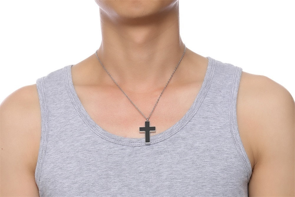 Black Cross Cremation Necklace