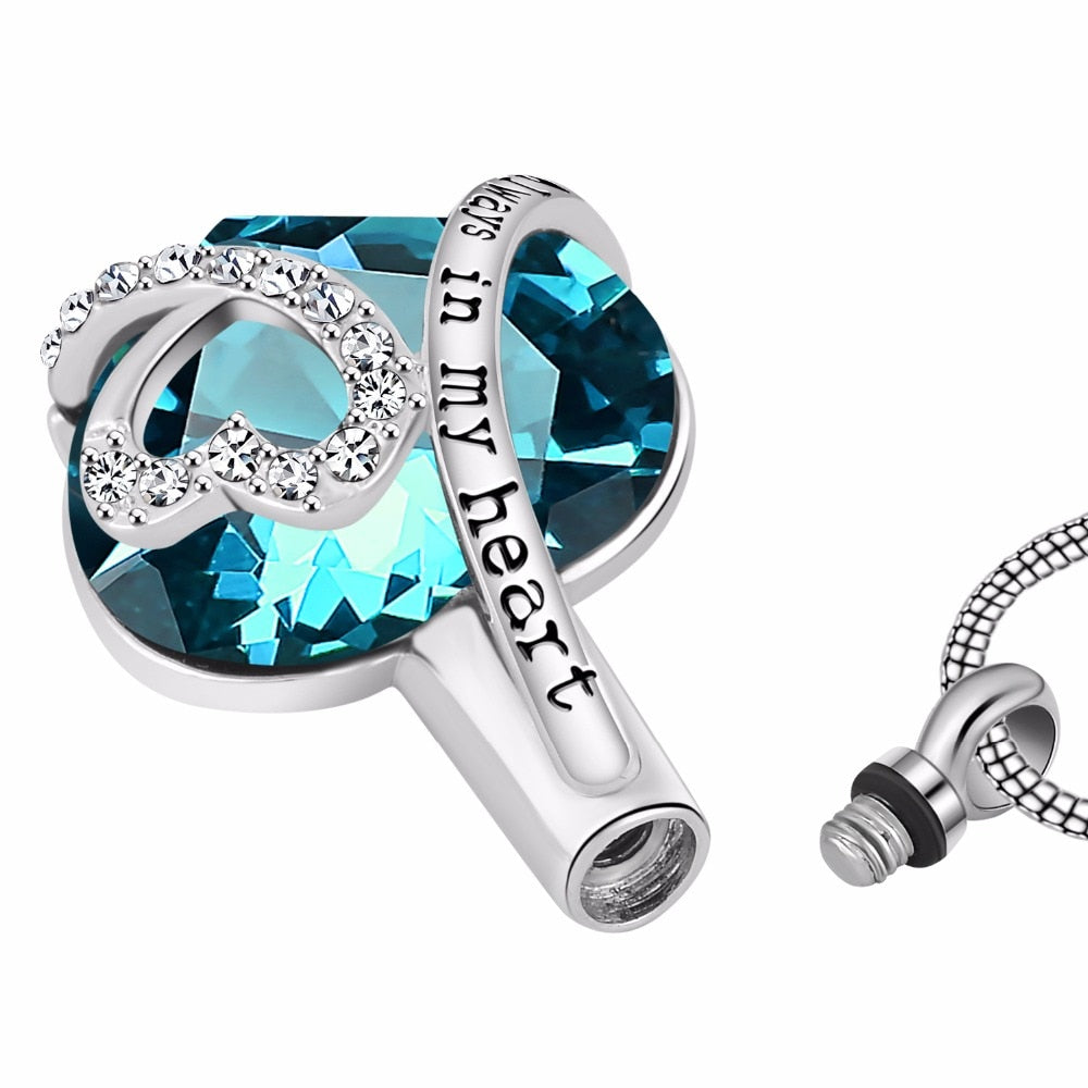 &quot;Always in my heart&quot; Birthstone Urn Pendant