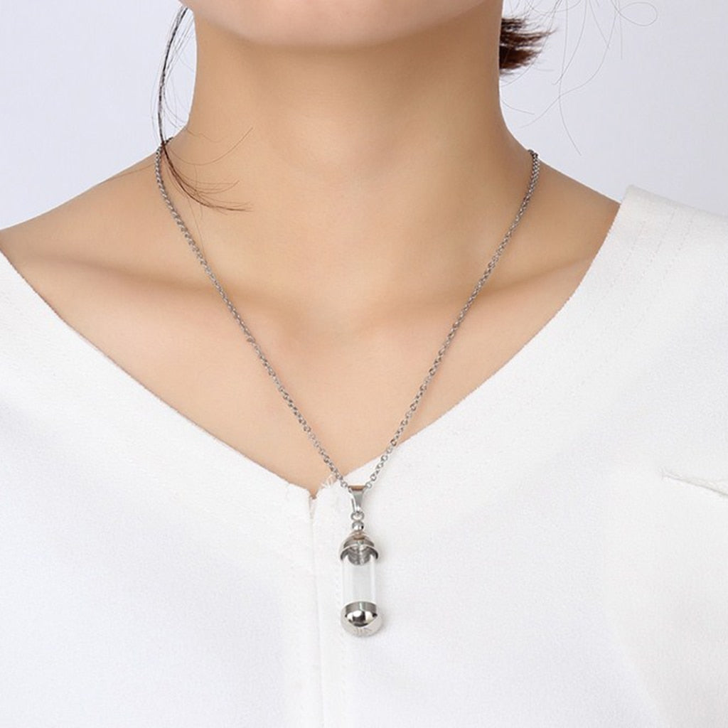 Glass Vial Pendant Necklace for Ashes or Blood