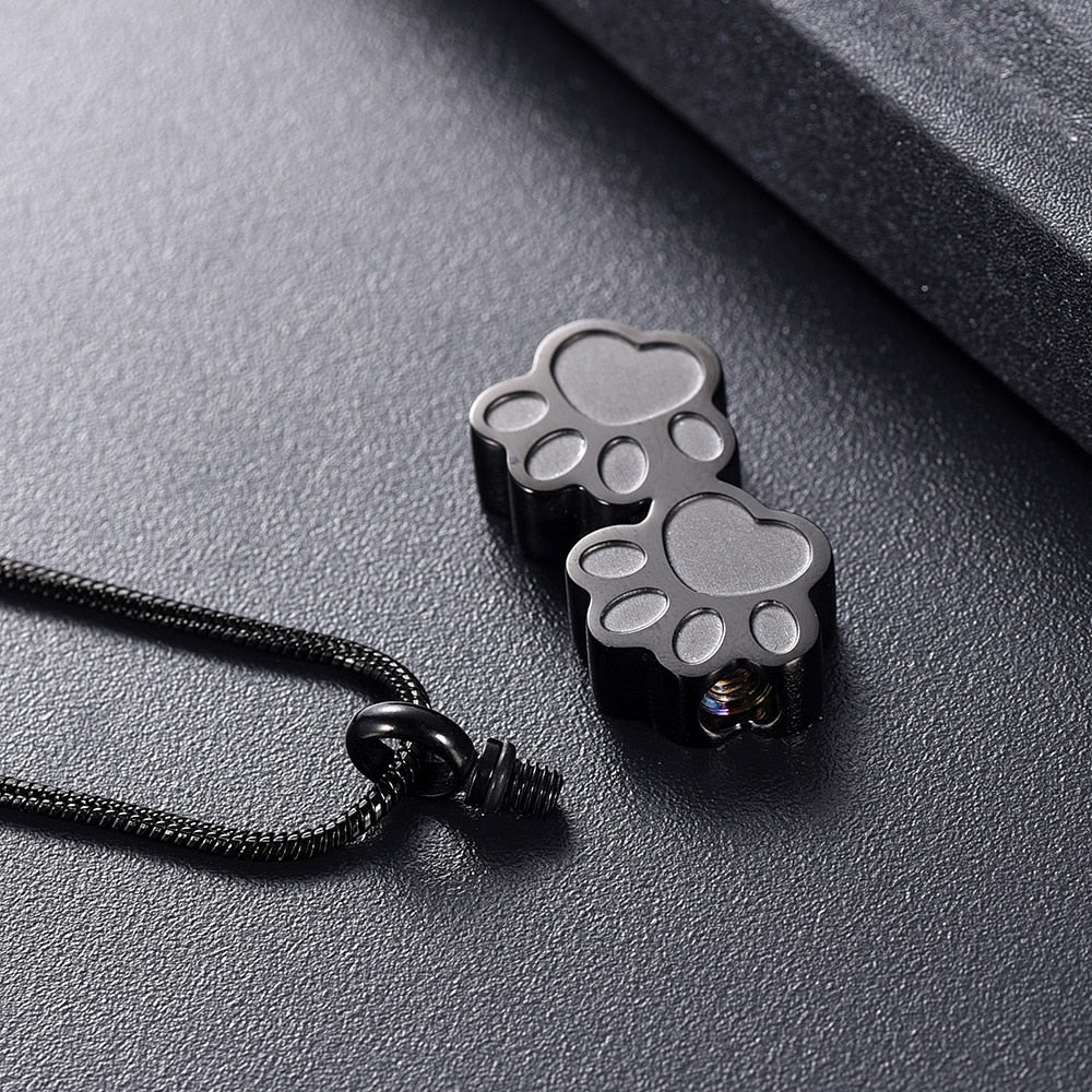 Double Dog/Cat Paw Cremation Necklace