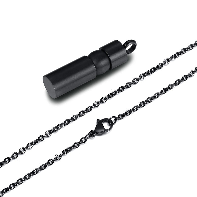 Black Cylinder Ashes Pendant