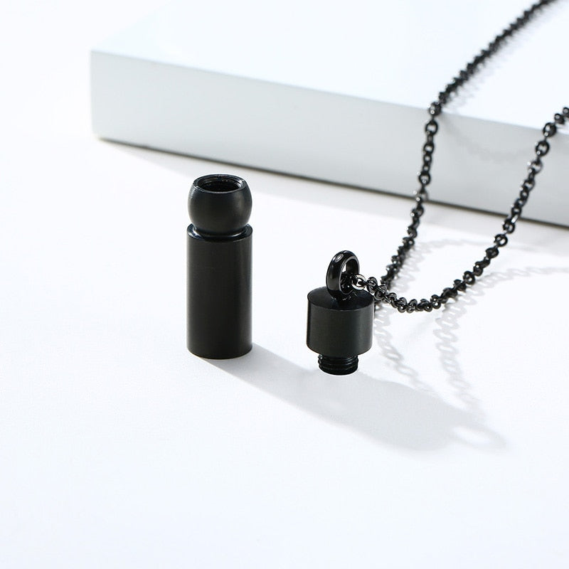 Black Cylinder Ashes Pendant