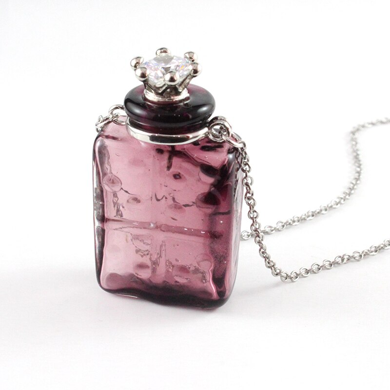 Jeweled Glass Flask Style Urn Necklace