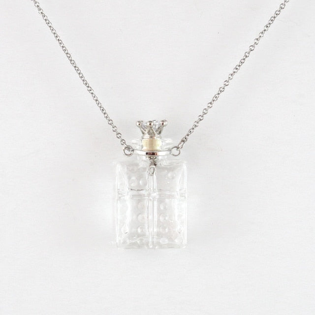 Jeweled Glass Flask Style Urn Necklace