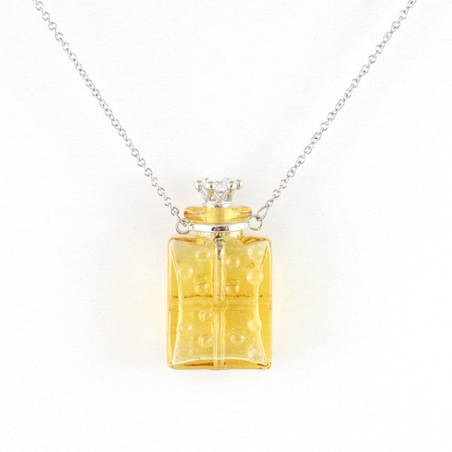Jeweled Glass Flask Style Urn Necklace
