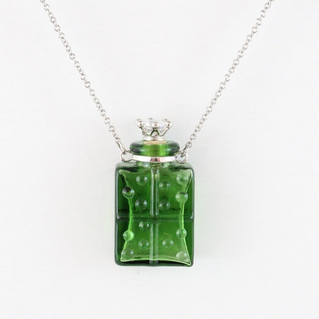 Jeweled Glass Flask Style Urn Necklace