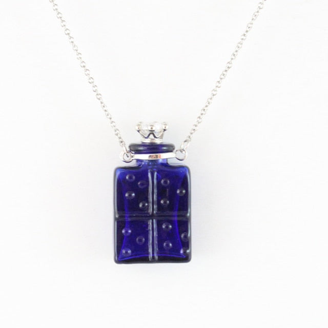 Jeweled Glass Flask Style Urn Necklace