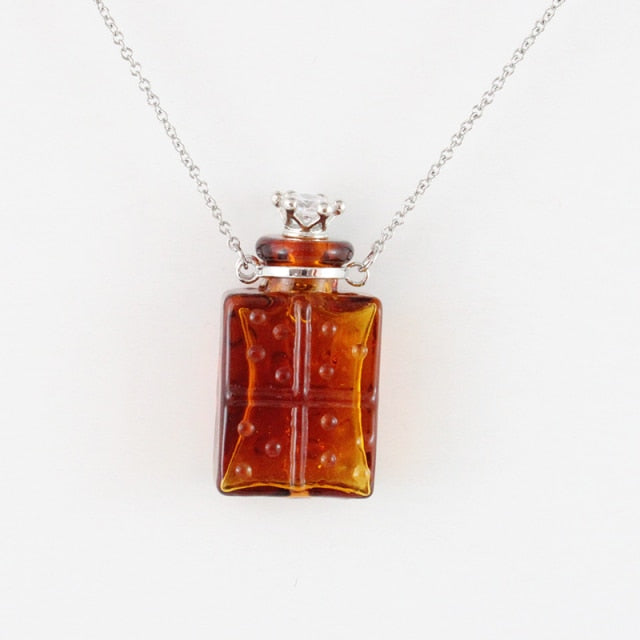 Jeweled Glass Flask Style Urn Necklace