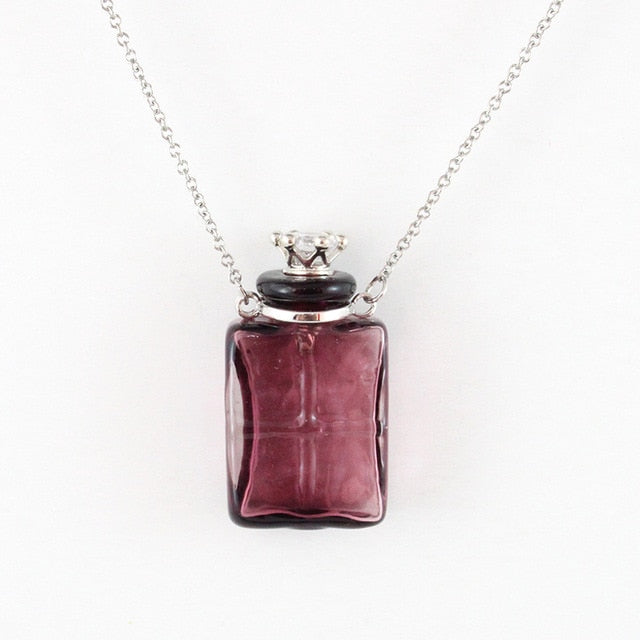 Jeweled Glass Flask Style Urn Necklace