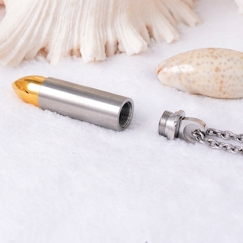 Steel Bullet Urn Necklace