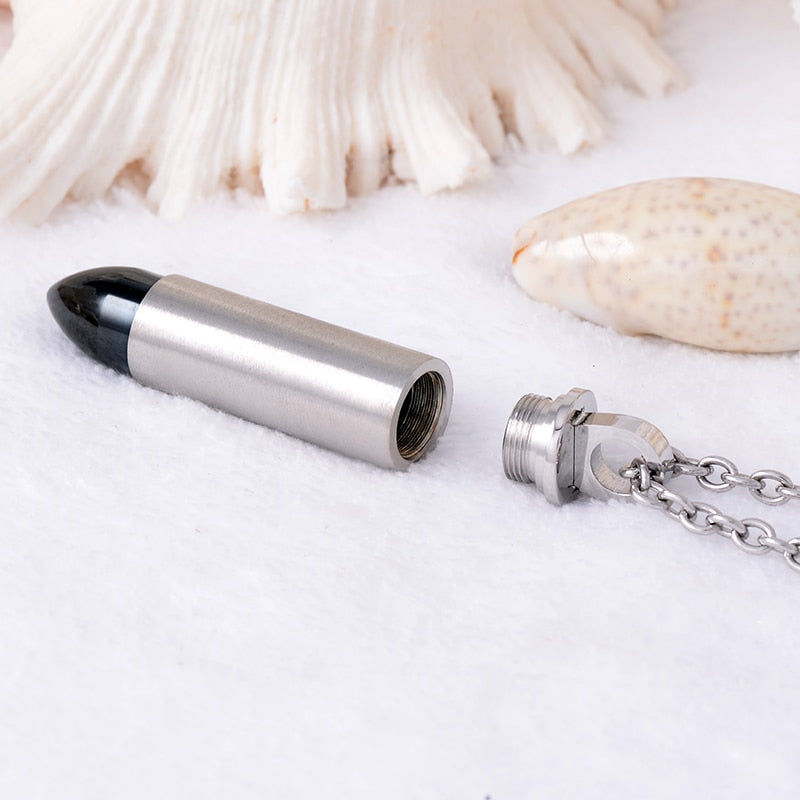 Steel Bullet Urn Necklace