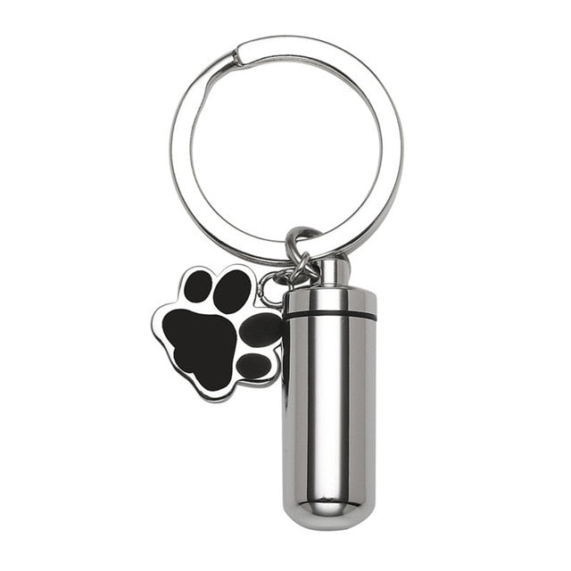 Cylinder &amp; Paw Charm Cremation Keychain