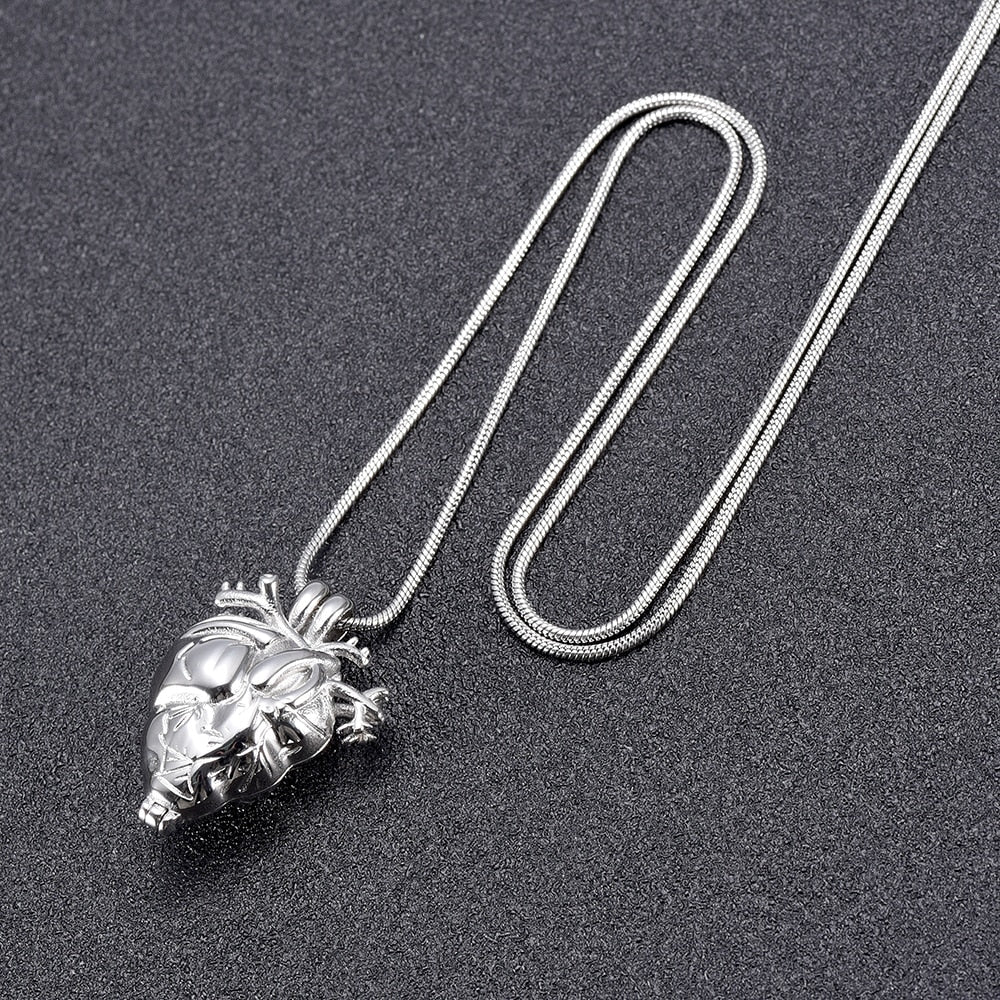 Anatomical Heart Locket Cremation Necklace