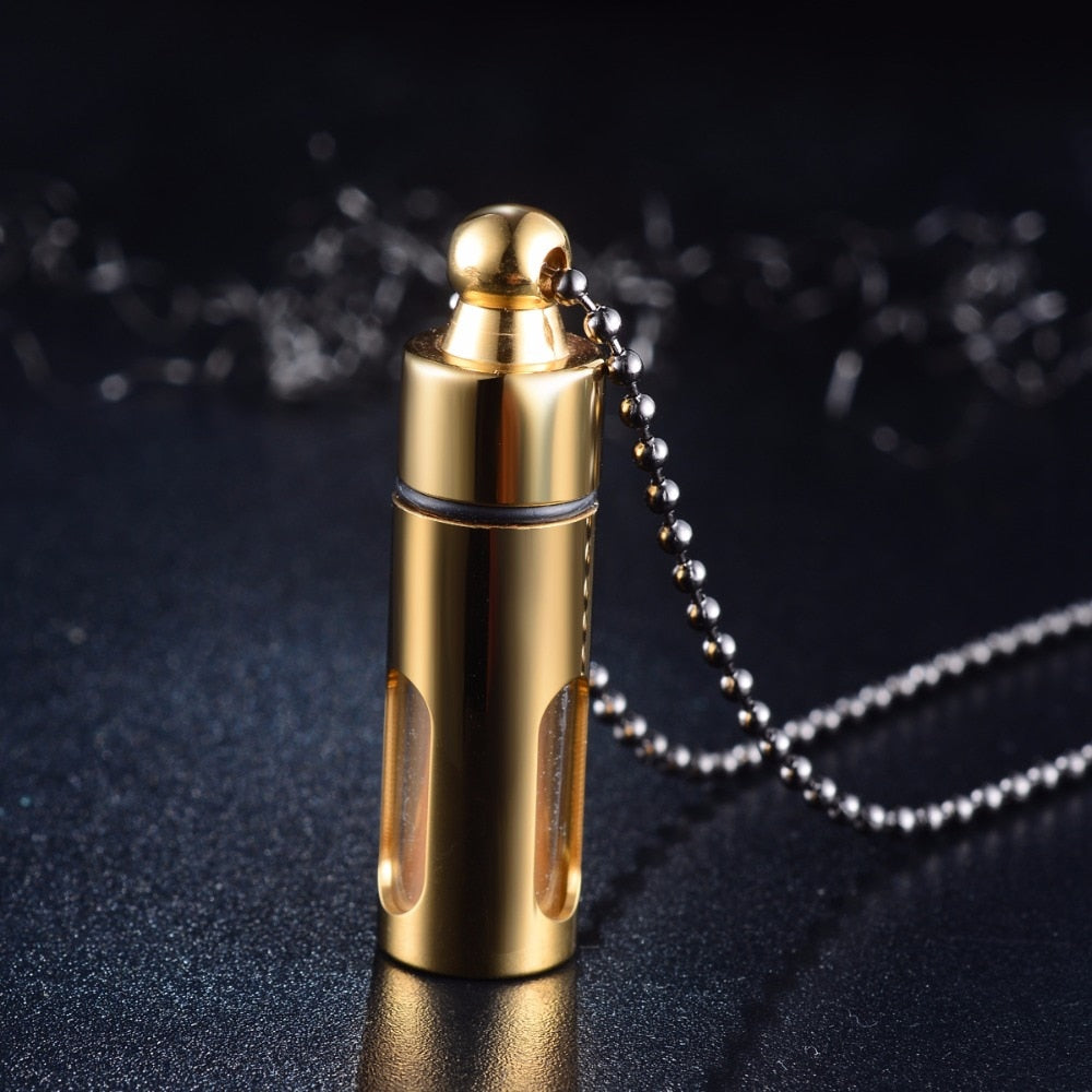 Sleek Glass &amp; Metal Ashes Vial Necklace