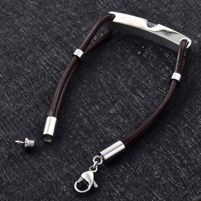 Men&#39;s Leather Bracelet with Zircon Crystal
