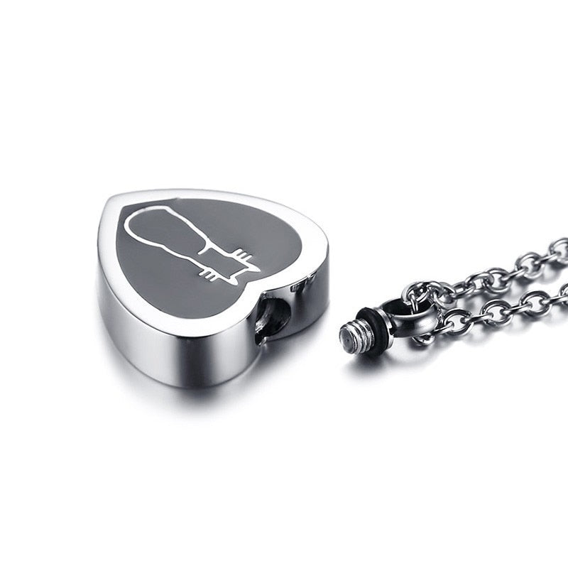 Cute Cat Heart Pendant for Cremation Ashes