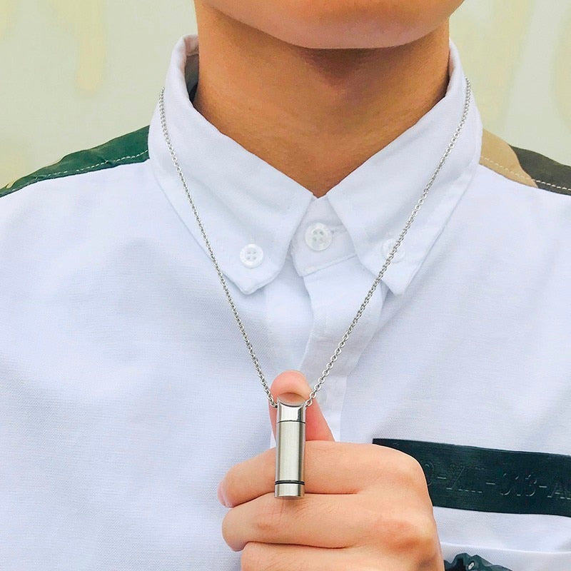 Beveled Cylinder Cremation Necklace