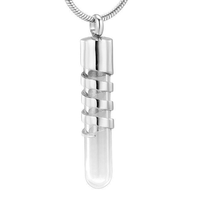 Spiral Cylinder Vial Ashes Necklace Remain Eternal