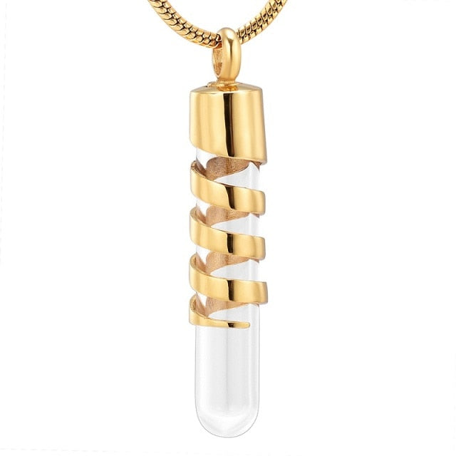 Spiral Cylinder Vial Ashes Necklace