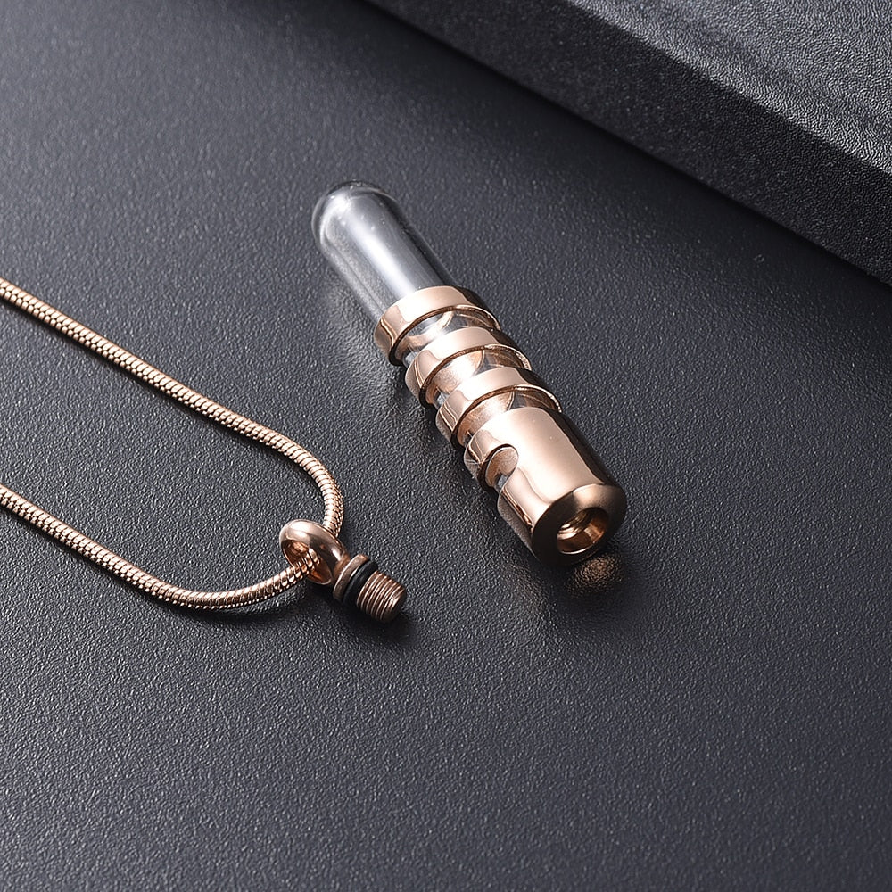 Spiral Cylinder Vial Ashes Necklace Remain Eternal